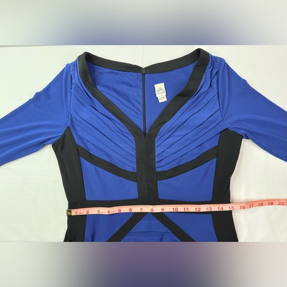 NWT Sangria Royal Blue Black Envelope Flap Dress Deep V Neck Size 12 - Picture 10 of 12